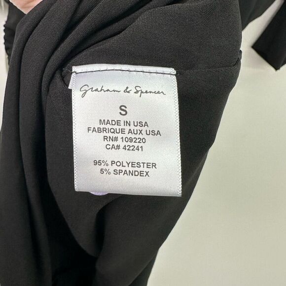 Graham & Spencer Anthropologie Black Stretch Jersey Knit Ruched Skirt Dolman Sle - Picture 11 of 13